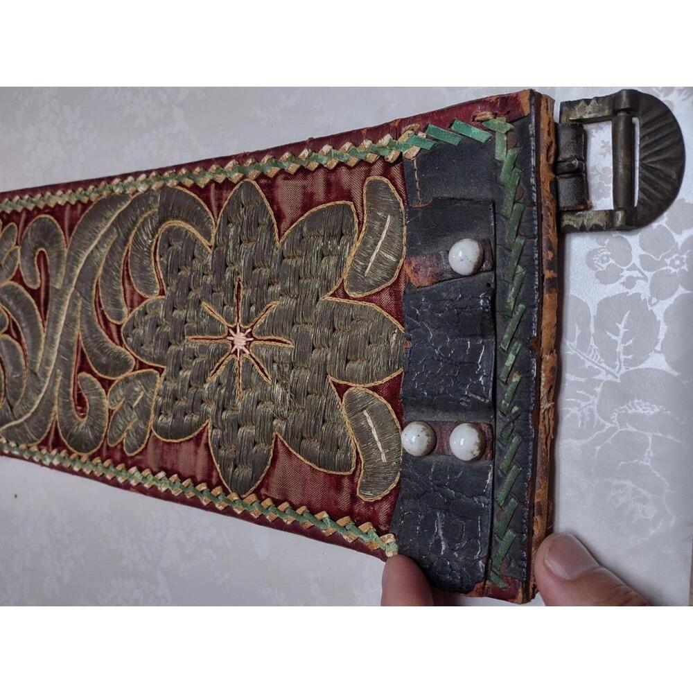 Antique Belt Medieval Renaissance Studded Jeweled Velvet Gold MUSEUM WORTHY - Picture 4 of 16